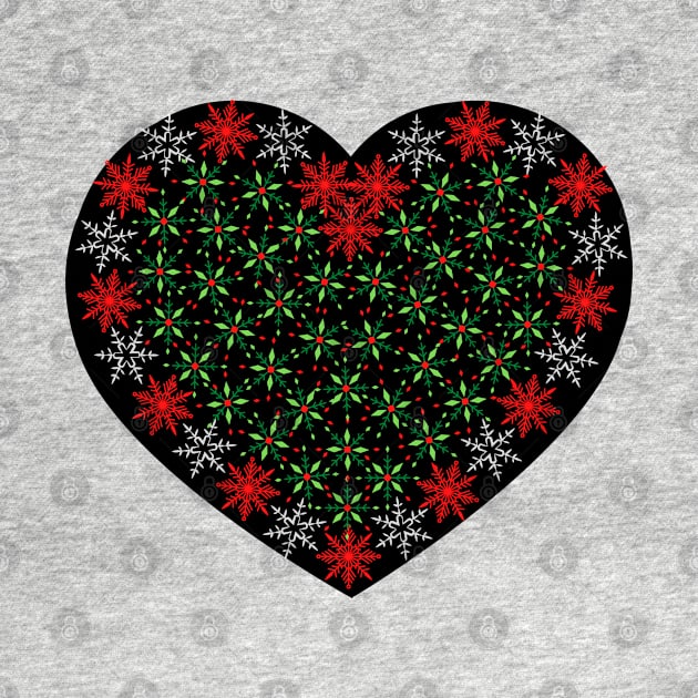 Red and white snowflakes fancy heart by Nano-none